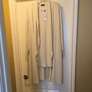 Lane Bryant Light Cream Open-Front Draped Cardigan